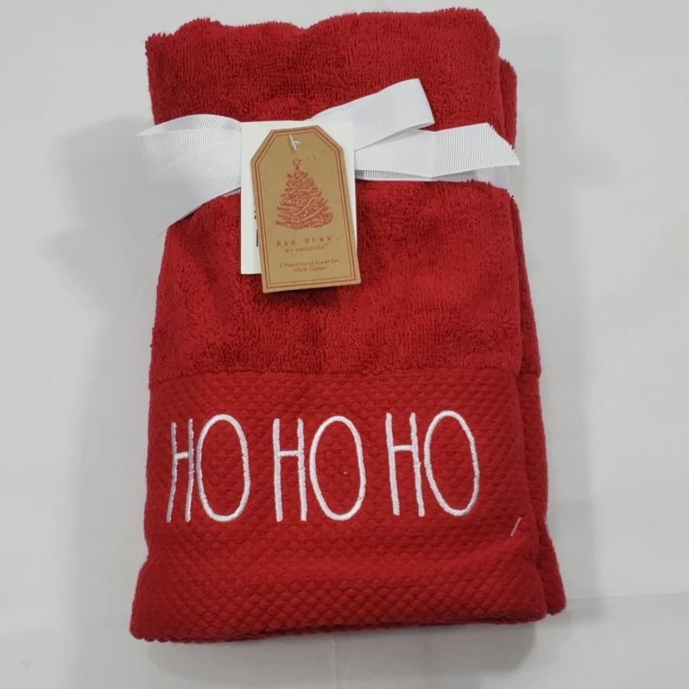 Rae Dunn 2-Piece Hand Towel Set HO HO HO